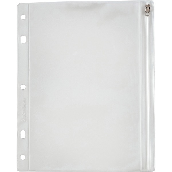Oxford Zipper Binder Pockets - 10 1/2" x 8" Sheet - Ring Binder - Rectangular - Clear, White - Poly - 1 Each