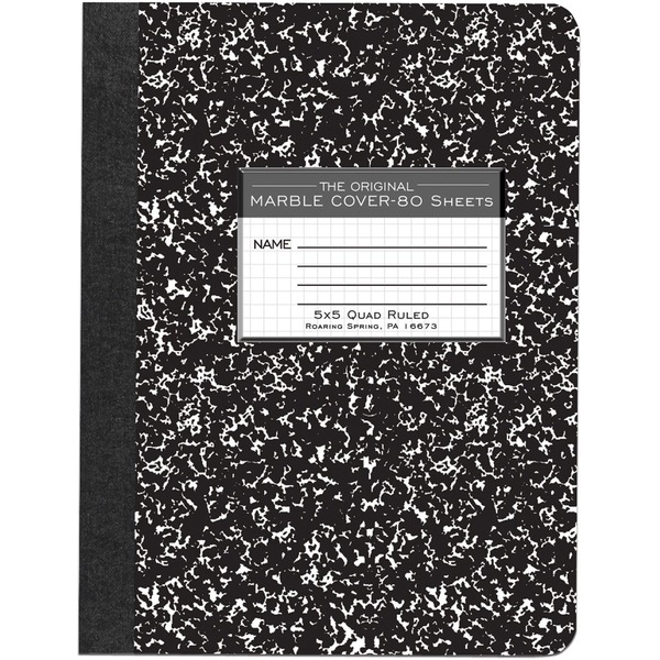 Roaring Spring Graph Ruled Hard Cover Composition Book - 80 Sheets - 160 Pages - Printed - Sewn/Tapebound - Both Side Ruling Surface - 15 lb Basis Weight - 56 g/m² Grammage - 9 3/4" x 7 1/2" - 0.33" x 7.5" x 9.8" - White Paper - Black Binding - 1 Each