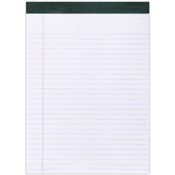 Roaring Spring Recycled Legal Pad - 40 Sheets - 80 Pages - Printed - Stapled/Tapebound - Both Side Ruling Surface - Double Line Red Margin - 15 lb Basis Weight - 56 g/m² Grammage - 11 3/4" x 8 1/2" - 0.22" x 8.5" x 11.8" - White Paper - Green Binding - Recycled - 1 Dozen