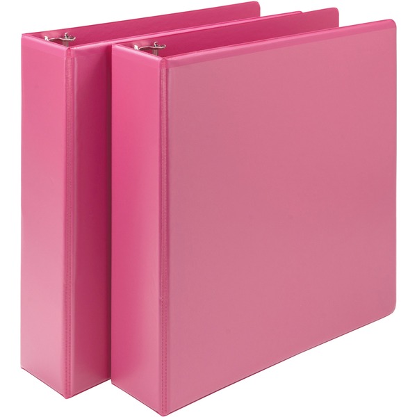 Samsill Earth's Choice Plant-based View Binders - 2" Binder Capacity - Letter - 8 1/2" x 11" Sheet Size - 425 Sheet Capacity - 3 x Round Ring Fastener(s) - 2 Internal Pocket(s) - Chipboard, Polypropylene, Plastic - Berry Pink - 2.24 lb - Recycled - Clear Overlay, Durable - 2 / Pack