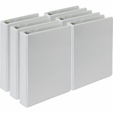 Samsill View Binder - 1" Binder Capacity - 5 1/2" x 8 1/2" Sheet Size - Fastener(s): 3 x Round Ring - Pocket(s): 2, Internal - Poly, Polypropylene, Chipboard - White - Durable, Clear Overlay, Non-glare, PVC-free, Non-stick, Ink-transfer Resistant, Copy Safe, Storage Pocket - 6 / Carton
