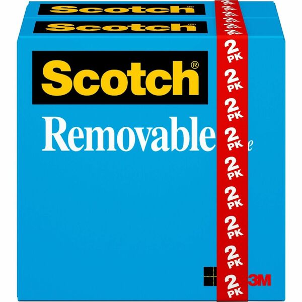 Scotch 3/4"W Removable Tape - 36 yd Length x 0.75" Width - 1" Core - For Holding, Document - 2 / Pack