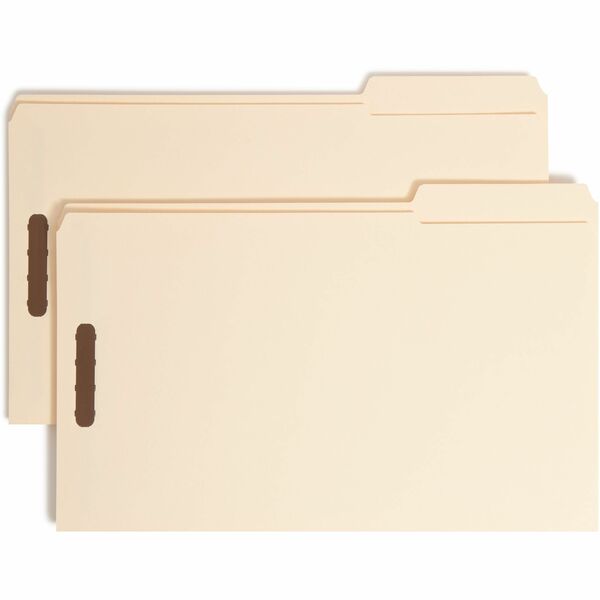 Smead 1/3 Tab Cut Legal Recycled Fastener Folder - 8 1/2" x 14" - 2 x 2K Fastener(s) - Manila - Manila - 10% Recycled - 50 / Box