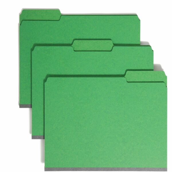 Smead Colored 1/3 Tab Cut Letter Recycled Fastener Folder - 8 1/2" x 11" - 2" Expansion - 2 x 2S Fastener(s) - 2" Fastener Capacity for Folder - Top Tab Location - Assorted Position Tab Position - Pressboard - Bright Red - 100% Recycled - 25 / Box