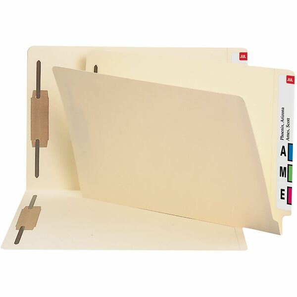 Smead Shelf-Master Straight Tab Cut Legal Recycled Fastener Folder - 8 1/2" x 14" - 2 x 2B Fastener(s) - Manila - Manila - 10% Recycled - 50 / Box