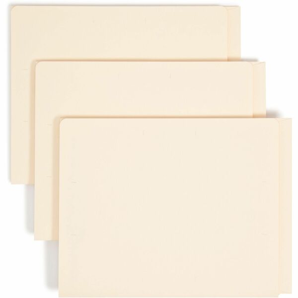 Smead Straight Tab Cut Letter Recycled Fastener Folder - 8 1/2" x 11" - 2 x 2B Fastener(s) - 1 Pocket(s) - Manila - Manila - 10% Recycled - 50 / Box