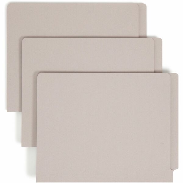 Smead Straight Tab Cut Letter Recycled Fastener Folder - 8 1/2" x 11" - 3/4" Expansion - 2 x 2B Fastener(s) - 2" Fastener Capacity for Folder - Gray - 10% Recycled - 50 / Box