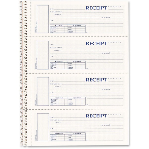 Rediform 3-part Wirebound Money Receipt Book - Wire Bound - 3 PartCarbonless Copy - 2.75" x 7" Form Size - Pink, White - 1 Each