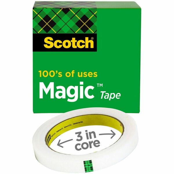 Scotch Invisible Magic Tape - 72 yd Length x 1" Width - 3" Core - Split Resistant, Tear Resistant - For Mending, Splicing - 1 / Roll - Matte - Clear