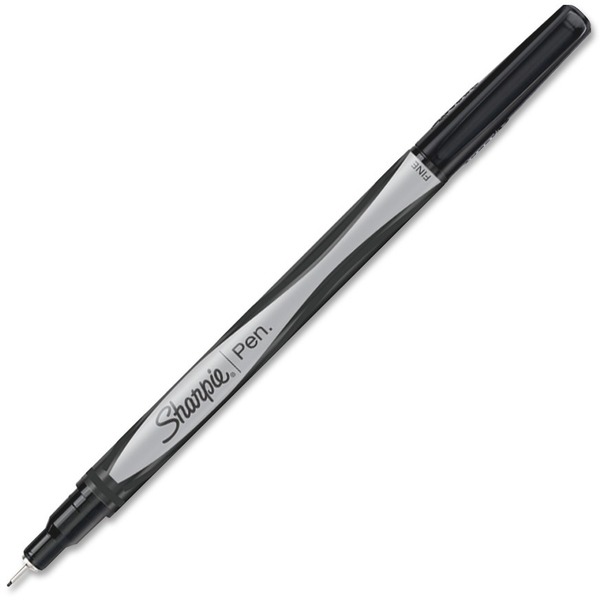 Sharpie Permanent Ink Pen - Fine Pen Point - Needle Pen Point Style - Black - Gray, Black Barrel - 4 / Pack