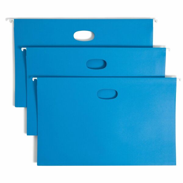 Smead 1/5 Tab Cut Legal Recycled Hanging Folder - 8 1/2" x 14" - 3" Expansion - Top Tab Location - Assorted Position Tab Position - Vinyl - Sky Blue - 10% Recycled - 25 / Box