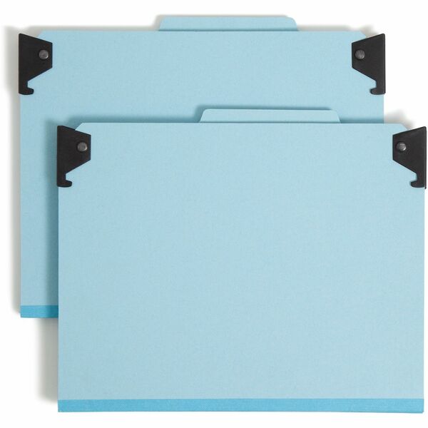 Smead 2/5 Tab Cut Letter Recycled Hanging Folder - 8 1/2" x 11" - 2" Expansion - 2 x 2S Fastener(s) - 1" Fastener Capacity for Folder - Top Tab Location - Right of Center Tab Position - 2 Divider(s) - Pressboard - Blue - 50% Recycled - 1 Each