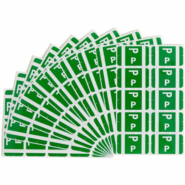 Smead AlphaZ ACCS Color-Coded Labels - "P" - 1" Width x 1 5/8" Length - Dark Green - 10 / Sheet - 100 / Pack
