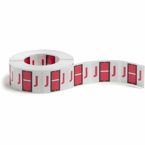 Smead BCCR Bar-Style Color-Coded Labels - "Alphabet" - 1 1/4" Width x 1" Length - Red - 500 / Roll - 500 / Roll