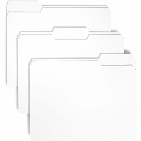 Smead Colored 1/3 Tab Cut Letter Recycled Top Tab File Folder - 8 1/2" x 11" - Top Tab Location - Assorted Position Tab Position - White - 10% Recycled - 100 / Box