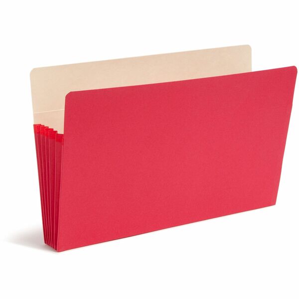 Smead Colored Straight Tab Cut Legal Recycled File Pocket - 8 1/2" x 14" - 5 1/4" Expansion - Top Tab Location - Manila - Red - 10% Recycled - 1 Each