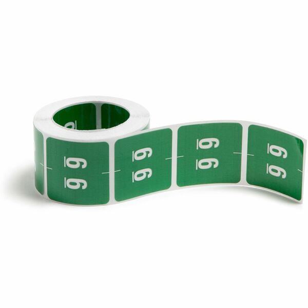 Smead DCC Color-Coded Numeric Labels - "Number" - 1 1/2" Width x 1 1/2" Length - Green - 250 / Roll