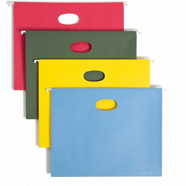 Smead Flex-I-Vision Letter Recycled Hanging Folder - 8 1/2" x 11" - 3 1/2" Expansion - Blue, Green, Red, Yellow - 10% Recycled - 4 / Pack