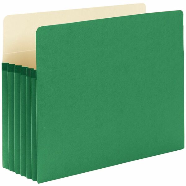 Smead Straight Tab Cut Letter Recycled File Pocket - 8 1/2" x 11" - 5 1/4" Expansion - Top Tab Location - Green - 10% Recycled - 1 Each