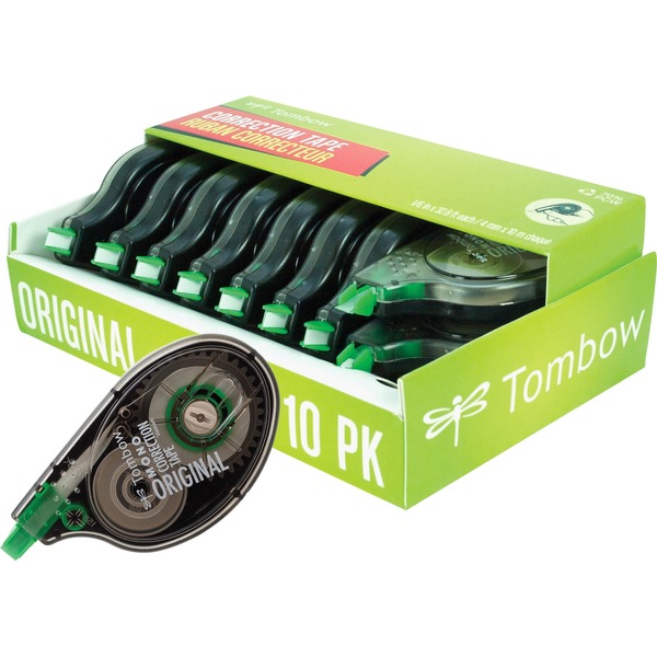 Tombow Original Mono Correction Tape - 0.16" Width x 32.83 ft Length - 1 Line(s) - White Tape - Ergonomic - Acid-free, Non-refillable - 10 / Pack - White