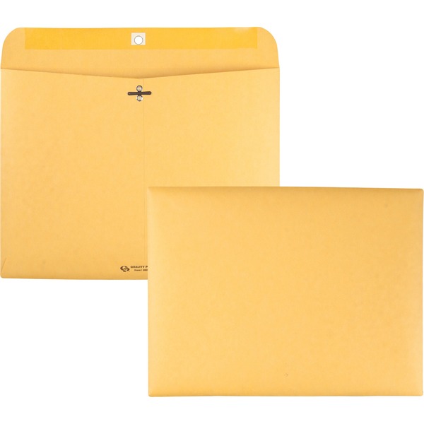 Quality Park 9 x 12 Clasp Envelopes with Deeply Gummed Flaps - Clasp - #90 - 9" Width x 12" Length - 28 lb - Clasp - Kraft - 100 / Box - Kraft