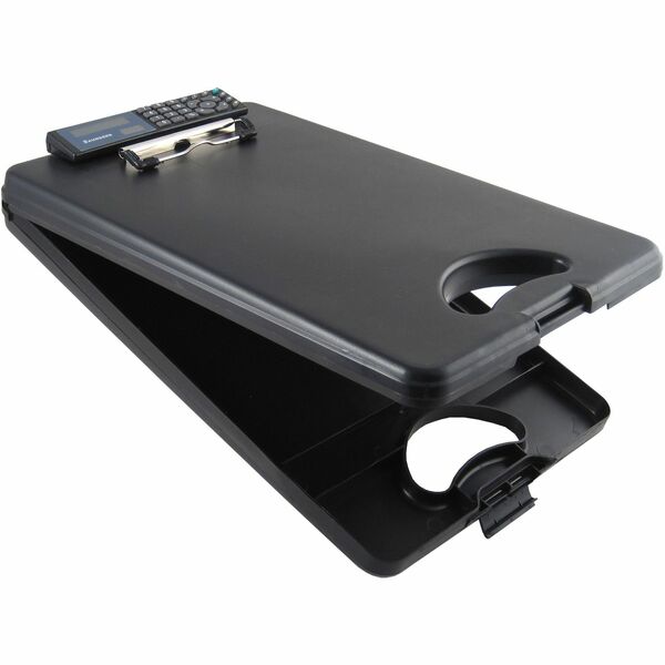 Saunders DeskMate II Portable Desktop with Calculator - Storage for Stationary - Bottom Opening - 10" x 16" - Polypropylene - Black - 1 Each
