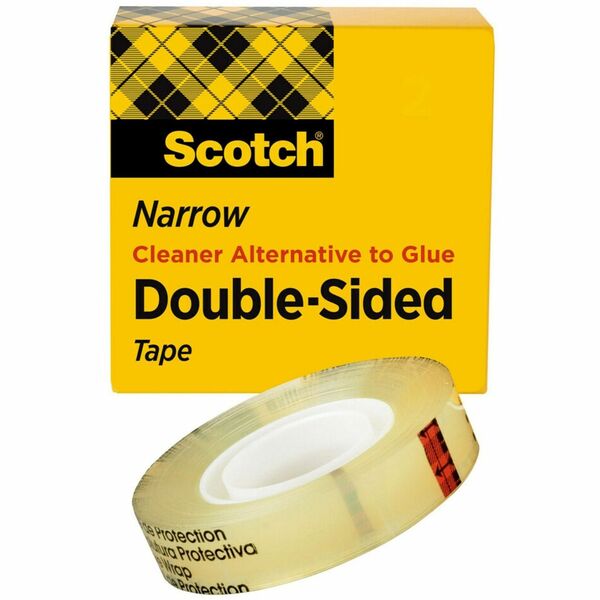 Scotch Permanent Double-Sided Tape - 1/2"W - 25 yd Length x 0.50" Width - 1" Core - Permanent Adhesive Backing - Long Lasting - For Splicing, Mounting, Attaching - 1 / Roll - Clear