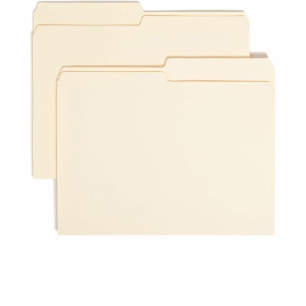 Smead 1/2 Tab Cut Letter Recycled Top Tab File Folder - 8 1/2" x 11" - 3/4" Expansion - Top Tab Location - Assorted Position Tab Position - Manila - 10% Recycled - 100 / Box