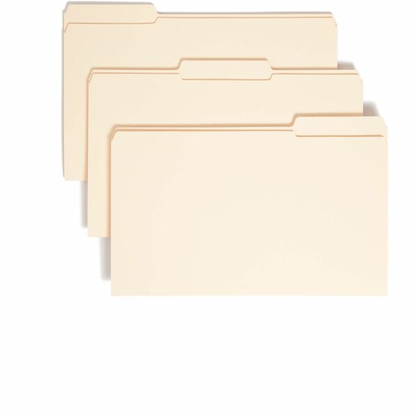 Smead 1/3 Tab Cut Legal Recycled Top Tab File Folder - 8 1/2" x 14" - 3/4" Expansion - Top Tab Location - Assorted Position Tab Position - Manila - Manila - 10% Recycled - 100 / Box