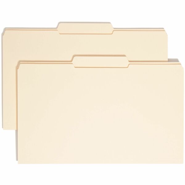 Smead 1/3 Tab Cut Legal Recycled Top Tab File Folder - 8 1/2" x 14" - 3/4" Expansion - Top Tab Location - Second Tab Position - Manila - Manila - 10% Recycled - 100 / Box