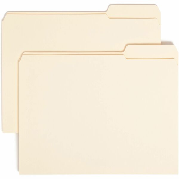 Smead 1/3 Tab Cut Letter Recycled Top Tab File Folder - 8 1/2" x 11" - 3/4" Expansion - Top Tab Location - Right Tab Position - Manila - 10% Recycled - 100 / Box