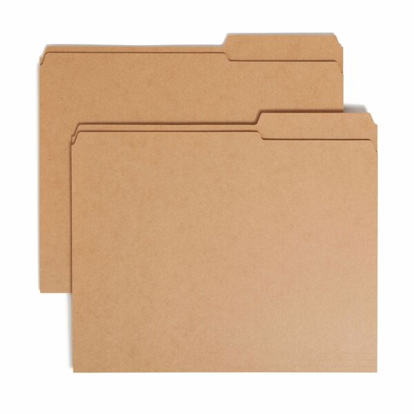 Smead 10786 2/5 Tab Cut Letter Recycled Top Tab File Folder - 8 1/2" x 11" - 3/4" Expansion - Top Tab Location - Right Tab Position - Kraft - Kraft - 10% Recycled - 100 / Box