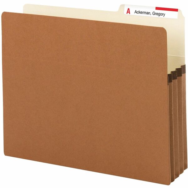 Smead 2/5 Tab Cut Letter Recycled File Pocket - 8 1/2" x 11" - 3 1/2" Expansion - Top Tab Location - Right Tab Position - Redrope - Redrope - 30% Recycled - 25 / Box