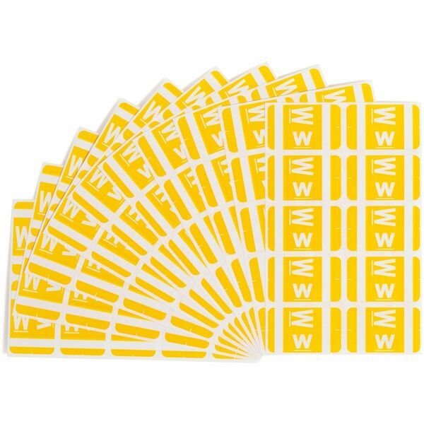 Smead AlphaZ ACCS Color-Coded Labels - "W" - 1" Width x 1 5/8" Length - Yellow - 10 / Sheet - 100 / Pack
