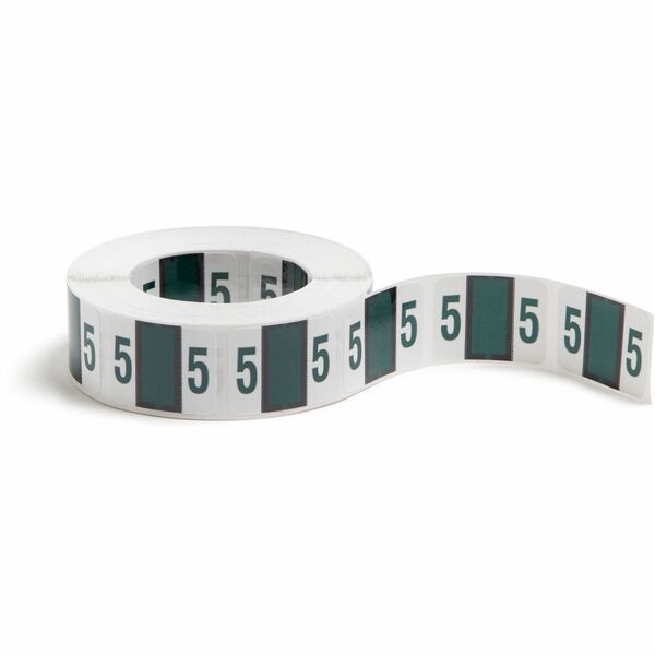 Smead BCCRN Bar-Style Color-Coded Labels - "Number" - 1 1/4" Width x 1" Length - Dark Green - 500 / Roll