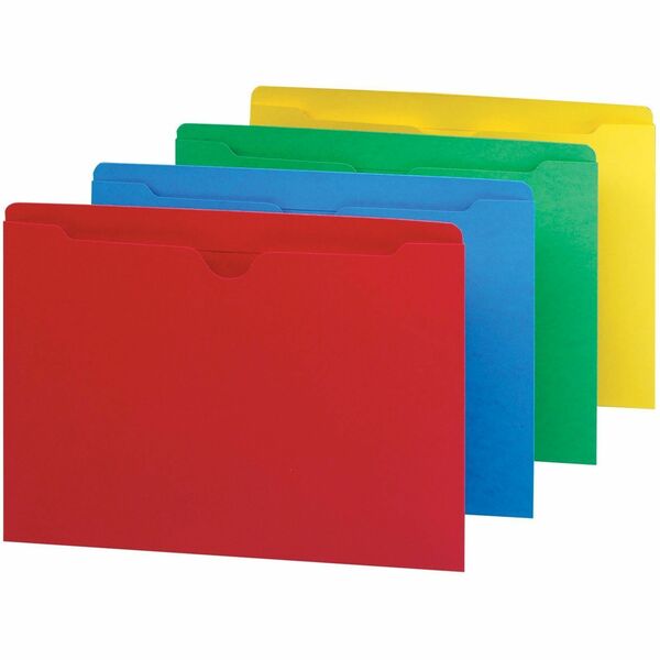 Smead Colored Straight Tab Cut Letter Recycled File Jacket - 8 1/2" x 11" - 50 Sheet Capacity - Blue, Green, Red, Yellow - 10% Recycled - 100 / Box
