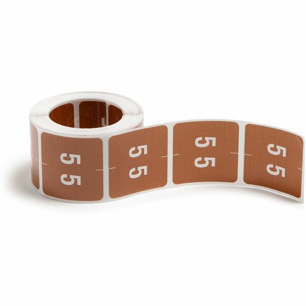 Smead DCC Color-Coded Numeric Labels - "Number" - 1 1/2" Width x 1 1/2" Length - Brown - 250 / Roll
