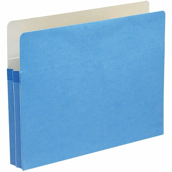 Smead Straight Tab Cut Letter Recycled File Pocket - 8 1/2" x 11" - 1 3/4" Expansion - Top Tab Location - Card Stock - Blue - 10% Recycled - 1 Each