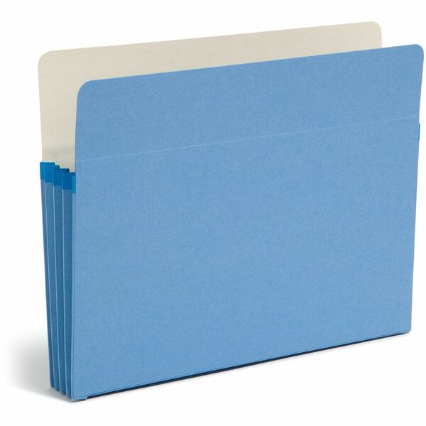 Smead Straight Tab Cut Letter Recycled File Pocket - 8 1/2" x 11" - 3 1/2" Expansion - Top Tab Location - Blue - 10% Recycled - 1 Each