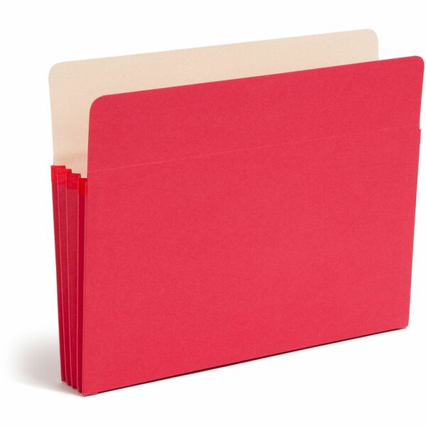 Smead Straight Tab Cut Letter Recycled File Pocket - 8 1/2" x 11" - 3 1/2" Expansion - Top Tab Location - Red - 10% Recycled - 1 Each