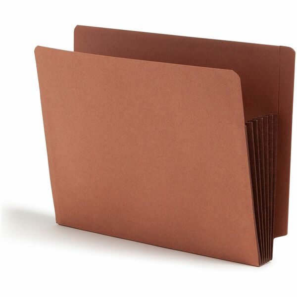 Smead Straight Tab Cut Letter Recycled File Pocket - 8 1/2" x 11" - 5 1/4" Expansion - Redrope - Dark Brown - 30% Recycled - 10 / Box
