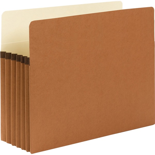 Smead Straight Tab Cut Letter Recycled File Pocket - 8 1/2" x 11" - 5 1/4" Expansion - Top Tab Location - Redrope - Redrope - 30% Recycled - 50 / Box