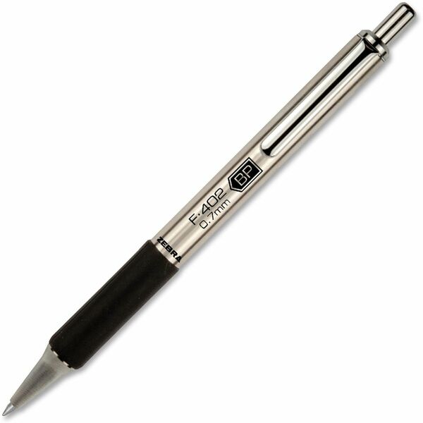 Zebra Pen STEEL 4 Series F-402 Retractable Ballpoint Pen - Fine Pen Point - 0.7 mm Pen Point Size - Refillable - Retractable - Black - Stainless Steel Barrel - 1 Each