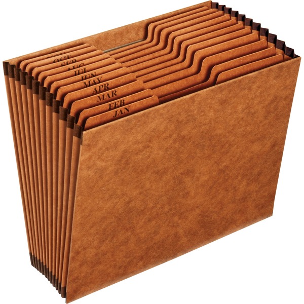 Pendaflex 1/3 Tab Cut Letter Recycled Expanding File - 8 1/2" x 11" - 12 Pocket(s) - Top Tab Location - Tyvek - Brown - 10% Recycled - 1 Each
