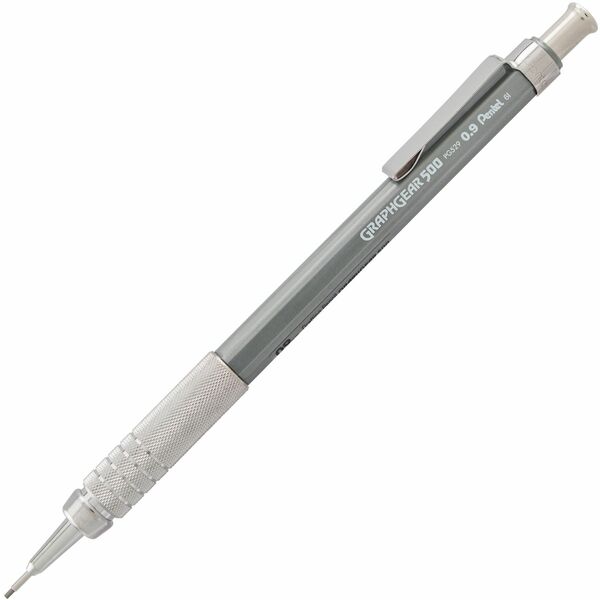 Pentel GraphGear 500 Mechanical Drafting Pencil - HB Lead - 0.9 mm Lead Diameter - Refillable - Gray Barrel - 1 Each