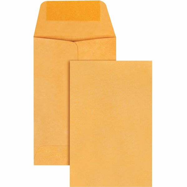 Quality Park No. 1 Coin and Small Parts Envelopes with Gummed Seal - Coin - #1 - 2 1/4" Width x 3 1/2" Length - 24 lb - Gummed - 500 / Box - Brown Kraft