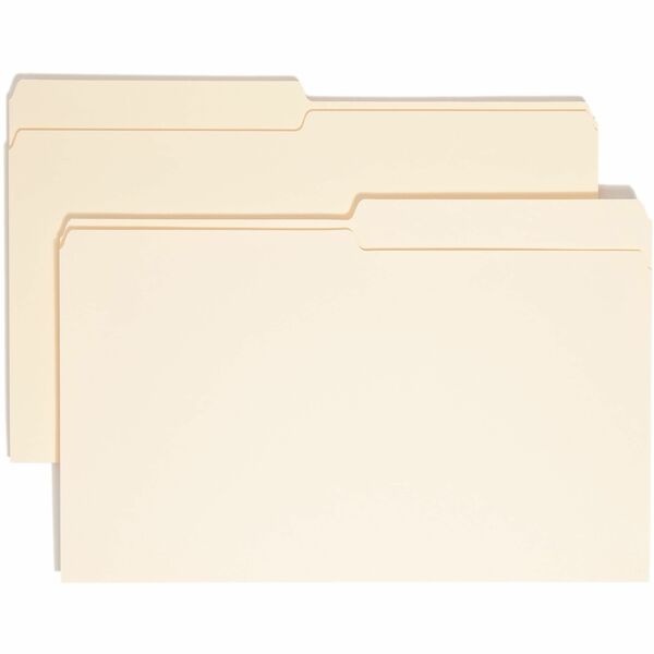 Smead 1/2 Tab Cut Legal Recycled Top Tab File Folder - 8 1/2" x 14" - 3/4" Expansion - Top Tab Location - Assorted Position Tab Position - Manila - 10% Recycled - 100 / Box