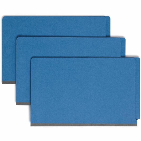 Smead 1/3 Tab Cut Legal Recycled Classification Folder - 8 1/2" x 14" - 2" Expansion - 2 x 2S Fastener(s) - 2" Fastener Capacity for Folder - End Tab Location - 2 Divider(s) - Pressboard - Dark Blue - 50% Recycled - 10 / Box
