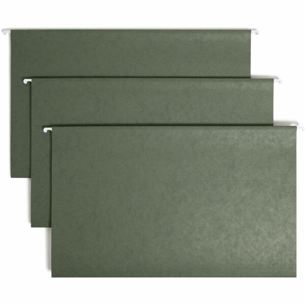 Smead 1/3 Tab Cut Legal Recycled Hanging Folder - 8 1/2" x 14" - Top Tab Location - Assorted Position Tab Position - Vinyl - Standard Green - 10% Recycled - 25 / Box