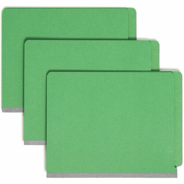 Smead 1/3 Tab Cut Letter Recycled Classification Folder - 8 1/2" x 11" - 2" Expansion - 2 x 2S Fastener(s) - 2" Fastener Capacity for Folder - 2 Divider(s) - Pressboard - Green - 100% Recycled - 10 / Box